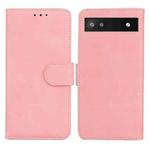 For Google Pixel 6a Skin Feel Pure Color Flip Leather Phone Case(Pink)