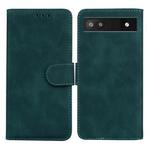 For Google Pixel 6a Skin Feel Pure Color Flip Leather Phone Case(Green)