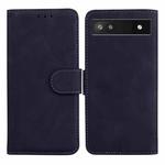 For Google Pixel 6a Skin Feel Pure Color Flip Leather Phone Case(Black)