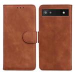 For Google Pixel 6a Skin Feel Pure Color Flip Leather Phone Case(Brown)