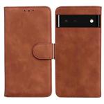 For Google Pixel 6 Skin Feel Pure Color Flip Leather Phone Case(Brown)