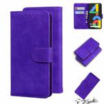 For Google Pixel 4a 4G Skin Feel Pure Color Flip Leather Phone Case(Purple)