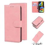For Google Pixel 4a 4G Skin Feel Pure Color Flip Leather Phone Case(Pink)