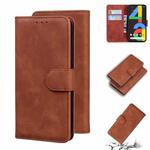 For Google Pixel 4a 4G Skin Feel Pure Color Flip Leather Phone Case(Brown)
