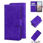 For Google Pixel 5a Skin Feel Pure Color Flip Leather Phone Case(Purple)