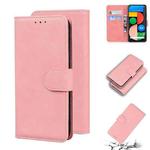 For Google Pixel 5 XL / 4a 5G Skin Feel Pure Color Flip Leather Phone Case(Pink)