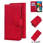 For Google Pixel 5 XL / 4a 5G Skin Feel Pure Color Flip Leather Phone Case(Red)
