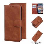 For Nokia 4.2 Skin Feel Pure Color Flip Leather Phone Case(Brown)
