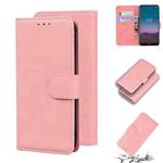 For Nokia 5.4 Skin Feel Pure Color Flip Leather Phone Case(Pink)