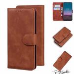 For Nokia 5.4 Skin Feel Pure Color Flip Leather Phone Case(Brown)