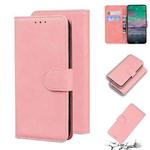 For Nokia 3.4 Skin Feel Pure Color Flip Leather Phone Case(Pink)