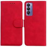 For Tecno Camon 18 / 18P Skin Feel Pure Color Flip Leather Phone Case(Red)