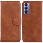 For Tecno Camon 18 / 18P Skin Feel Pure Color Flip Leather Phone Case(Brown)
