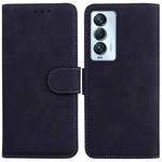 For Tecno Camon 18 Premier Skin Feel Pure Color Flip Leather Phone Case(Black)