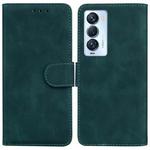 For Tecno Camon 18 Premier Skin Feel Pure Color Flip Leather Phone Case(Green)