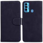 For Tecno Camon 18i Skin Feel Pure Color Flip Leather Phone Case(Black)