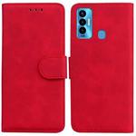 For Tecno Camon 18i Skin Feel Pure Color Flip Leather Phone Case(Red)