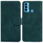 For Tecno Camon 18i Skin Feel Pure Color Flip Leather Phone Case(Green)