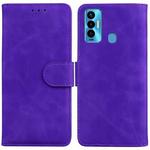 For Tecno Camon 18i Skin Feel Pure Color Flip Leather Phone Case(Purple)