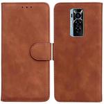 For Tecno Phantom X Skin Feel Pure Color Flip Leather Phone Case(Brown)