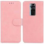 For Tecno Phantom X Skin Feel Pure Color Flip Leather Phone Case(Pink)