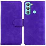For Tecno Pop 5 LTE BD4 Skin Feel Pure Color Flip Leather Phone Case(Purple)