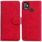 For Tecno Pop 5P Skin Feel Pure Color Flip Leather Phone Case(Red)