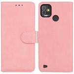 For Tecno Pop 5P Skin Feel Pure Color Flip Leather Phone Case(Pink)