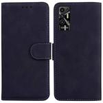 For Tecno Pova 2 Skin Feel Pure Color Flip Leather Phone Case(Black)