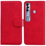 For Tecno Spark 7 Pro Skin Feel Pure Color Flip Leather Phone Case(Red)