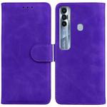 For Tecno Spark 7 Pro Skin Feel Pure Color Flip Leather Phone Case(Purple)