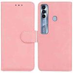 For Tecno Spark 7 Pro Skin Feel Pure Color Flip Leather Phone Case(Pink)