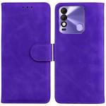 For Tecno Spark 8 / 8T Skin Feel Pure Color Flip Leather Phone Case(Purple)