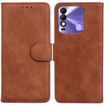 For Tecno Spark 8 / 8T Skin Feel Pure Color Flip Leather Phone Case(Brown)