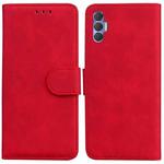For Tecno Spark 8P Skin Feel Pure Color Flip Leather Phone Case(Red)