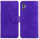 For Tecno Spark 8P Skin Feel Pure Color Flip Leather Phone Case(Purple)
