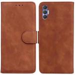 For Tecno Spark 8P Skin Feel Pure Color Flip Leather Phone Case(Brown)