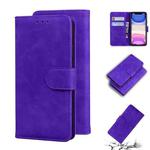 For iPhone 11 Skin Feel Pure Color Flip Leather Phone Case (Purple)