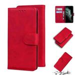 For iPhone 11 Pro Skin Feel Pure Color Flip Leather Phone Case (Red)