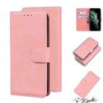 For iPhone 11 Pro Max Skin Feel Pure Color Flip Leather Phone Case (Pink)