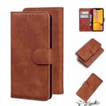 For iPhone XR Skin Feel Pure Color Flip Leather Phone Case(Brown)