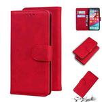 For iPhone XS Max Skin Feel Pure Color Flip Leather Phone Case(Red)