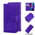 For iPhone 12 Skin Feel Pure Color Flip Leather Phone Case(Purple)