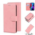 For iPhone 12 mini Skin Feel Pure Color Flip Leather Phone Case (Pink)