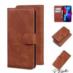 For iPhone 12 mini Skin Feel Pure Color Flip Leather Phone Case (Brown)
