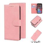 For iPhone 12 Pro Skin Feel Pure Color Flip Leather Phone Case(Pink)