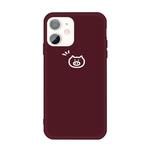 For iPhone 11 Small Pig Pattern Colorful Frosted TPU Phone Protective Case(Wine Red)