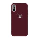 For iPhone X / XS Small Pig Pattern Colorful Frosted TPU Phone Protective Case(Wine Red)