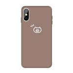 For iPhone X / XS Small Pig Pattern Colorful Frosted TPU Phone Protective Case(Khaki)