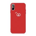 For iPhone XS Max Small Pig Pattern Colorful Frosted TPU Phone Protective Case(Red)
